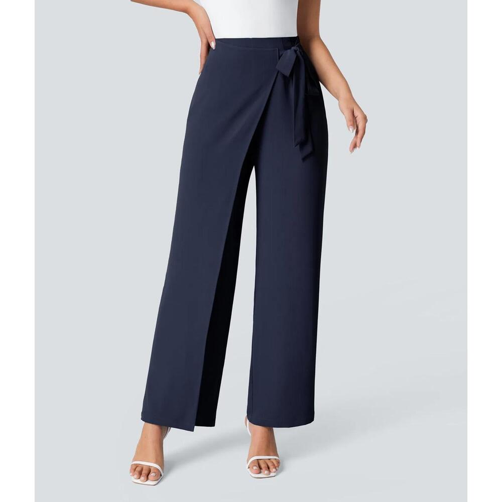 NWT Halara Flex™ High Waisted Tie Side Wide Leg Work Pants Size Small Petite